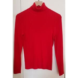 NWT $105 Colette Mordo 100% Silk Red Turtleneck Sweater - Size S